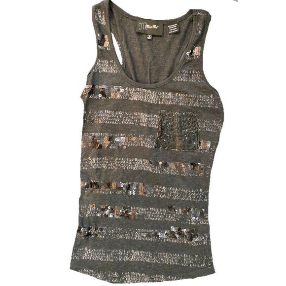 Small Miss Me sleeveless striped tank top sequins - Picture 1 of 2